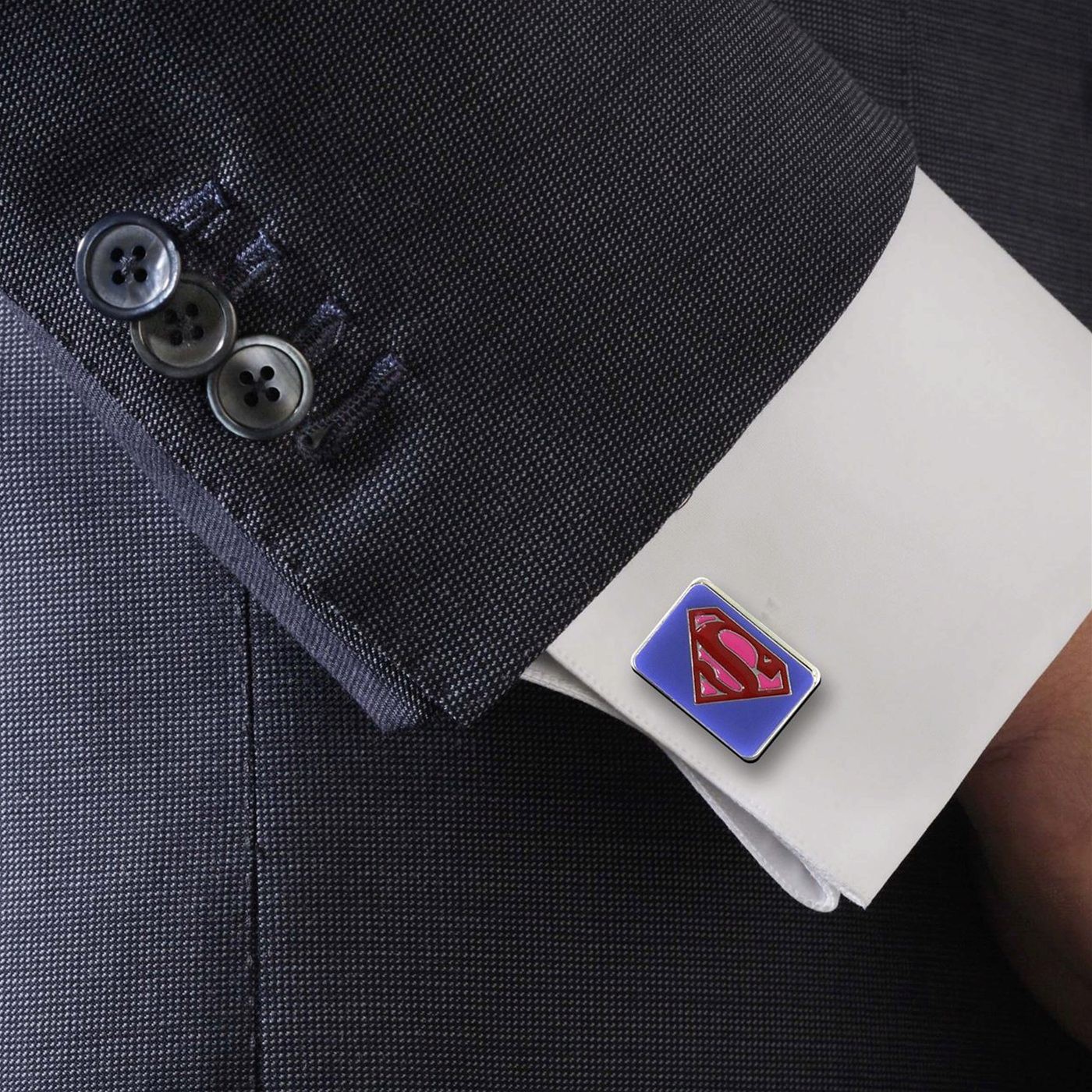 Superman Red & Purple Symbol Square Cufflinks