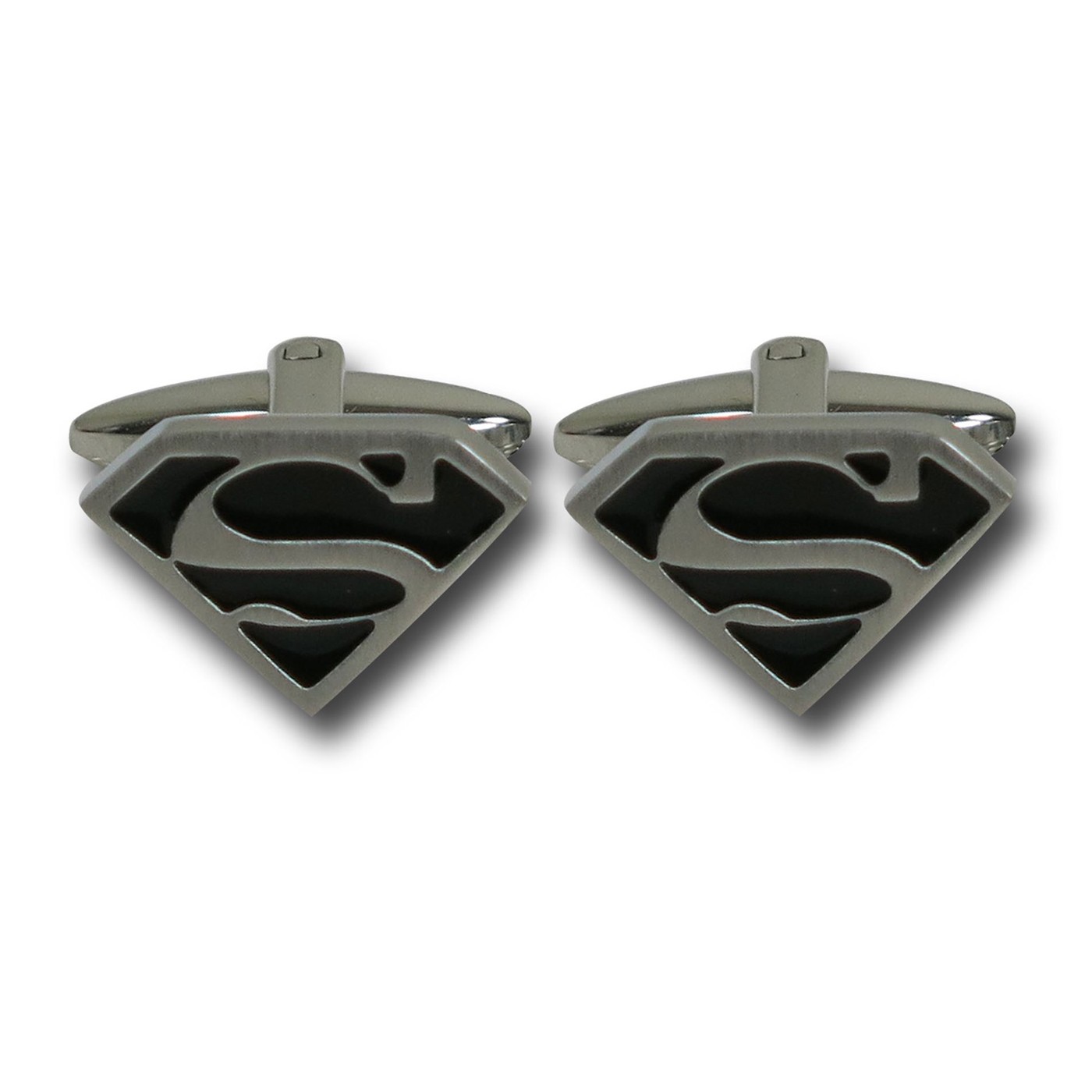 Superman Silver & Black Symbol Cufflinks