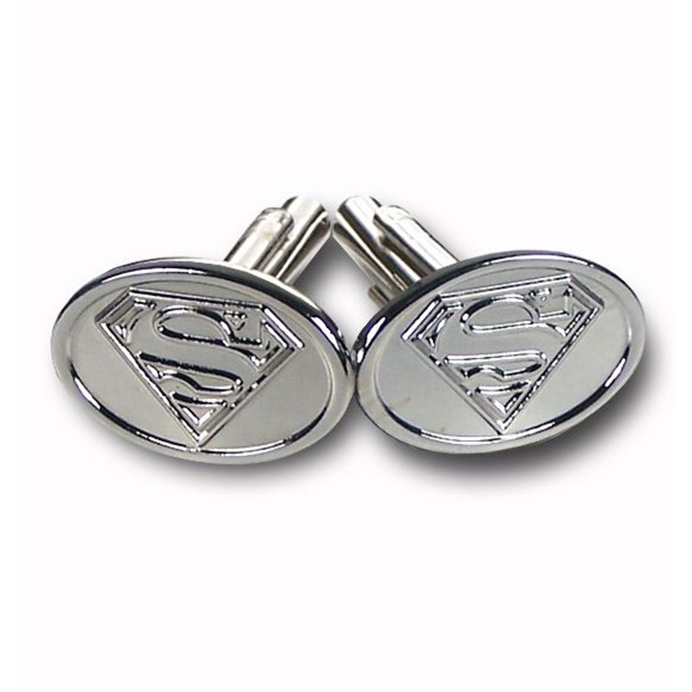 Superman Symbol Silver Oval Cuff Links