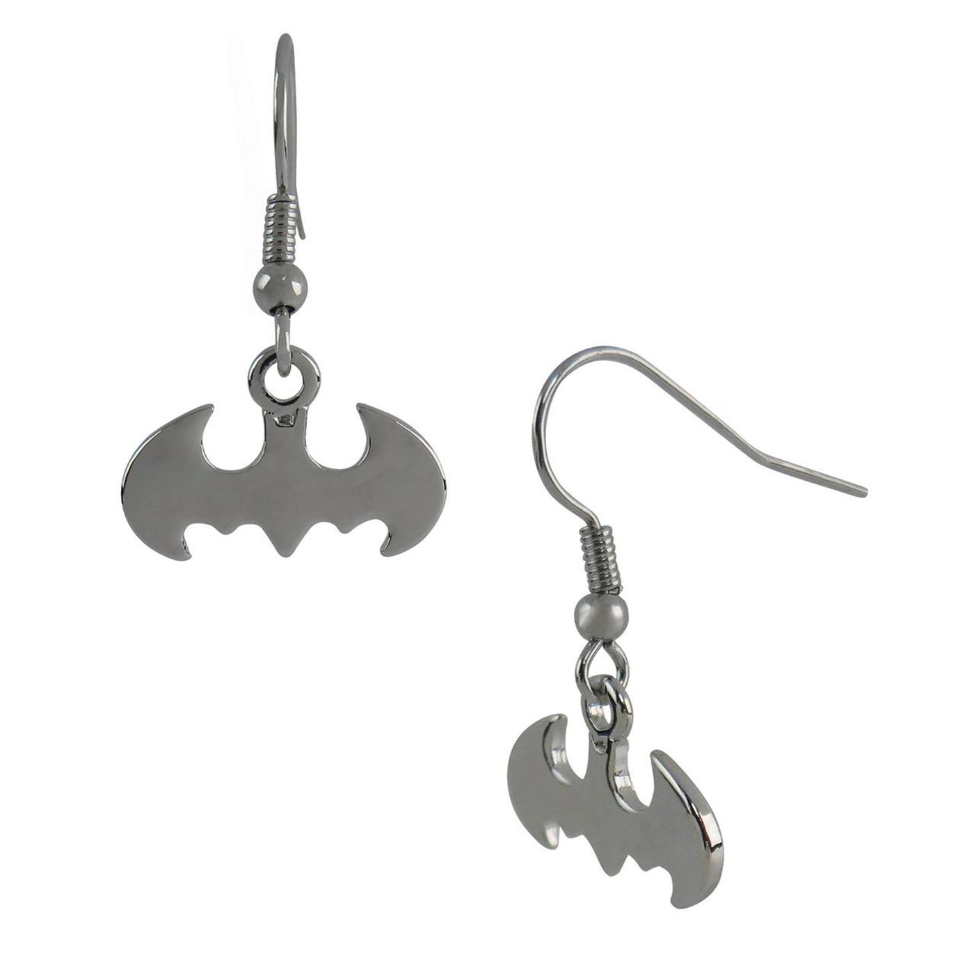 Batman Silver-Tone Symbol Dangle Earrings