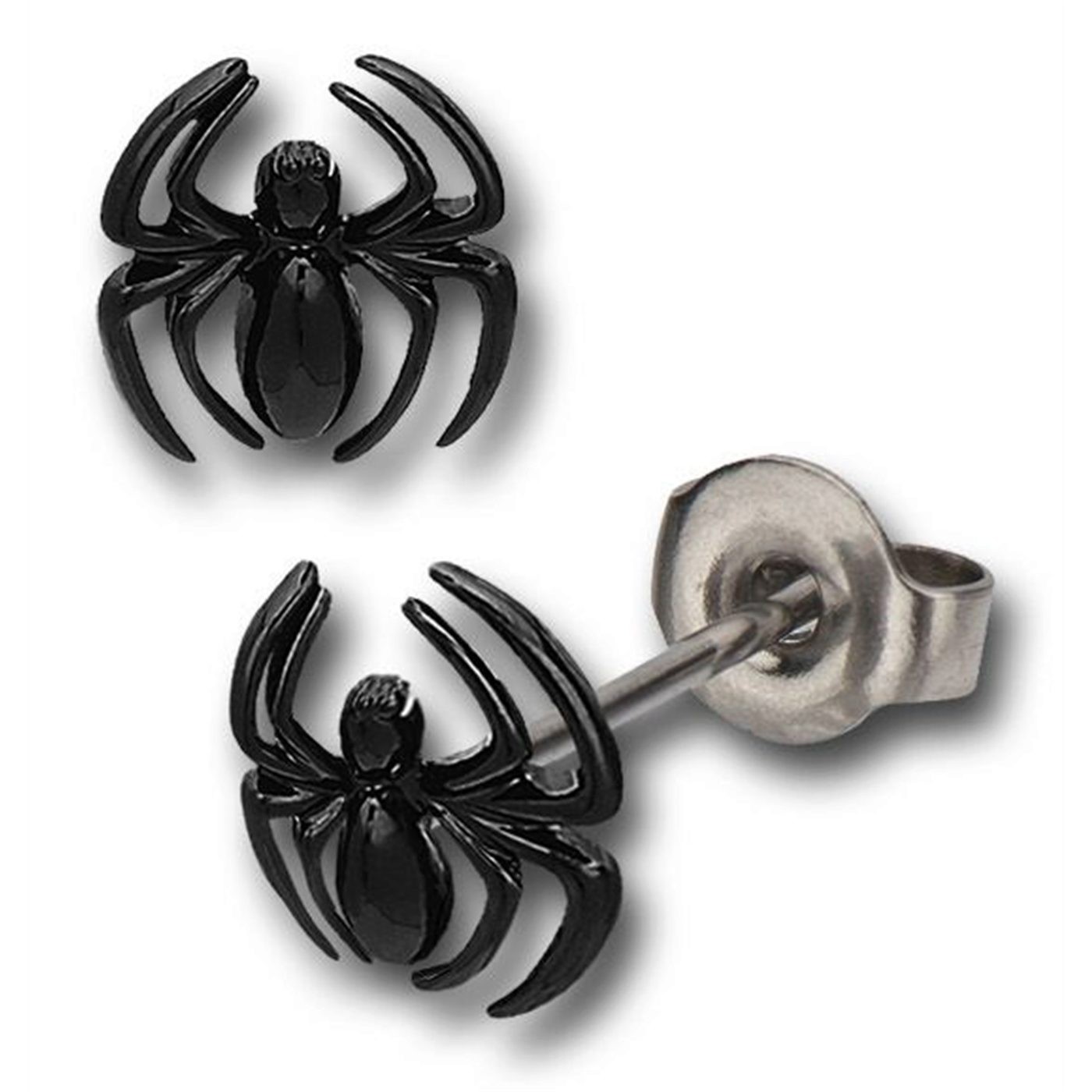 Spiderman Black Spider 316L Surgical Steel Stud Earrings
