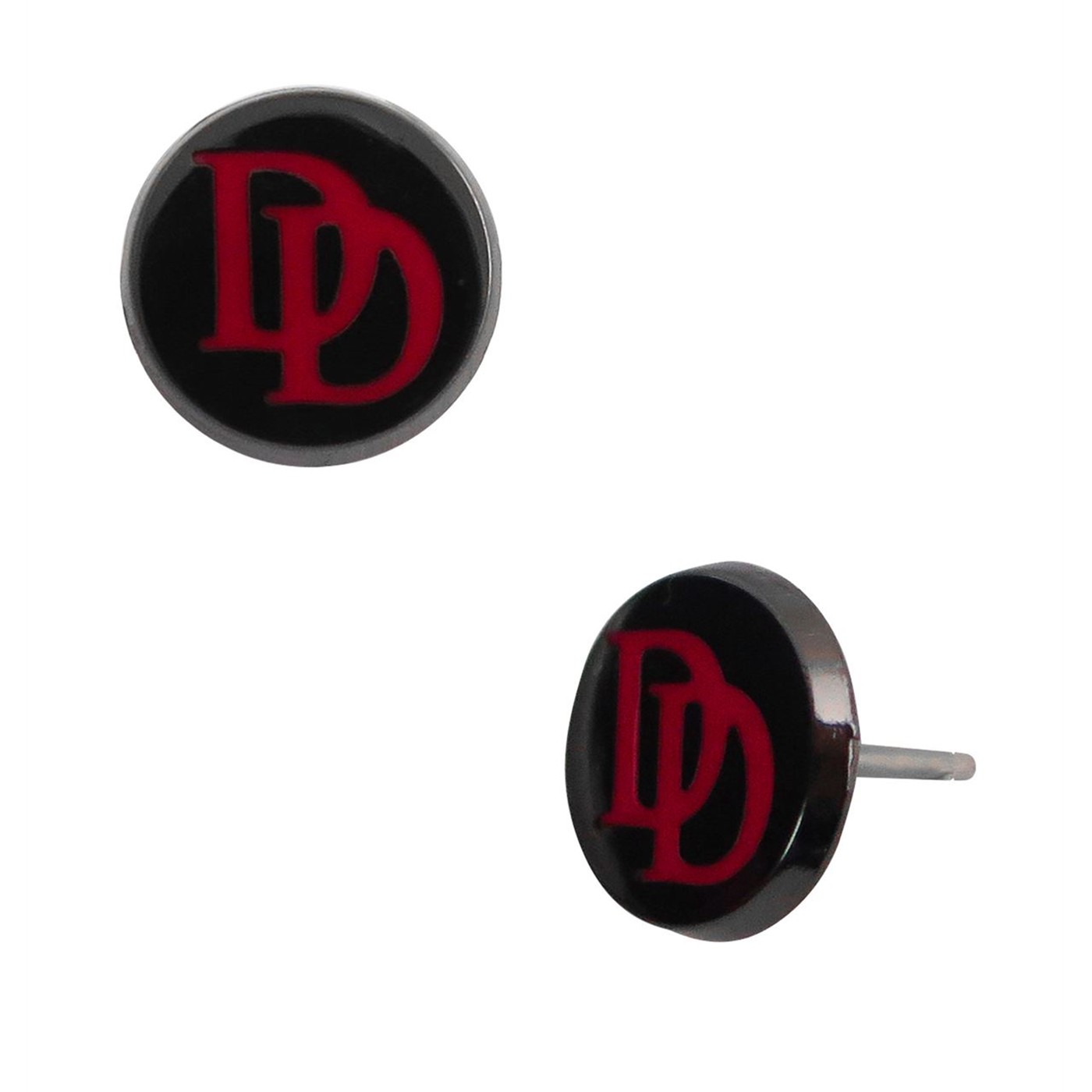 Daredevil Red and Black Symbol Stud Earrings