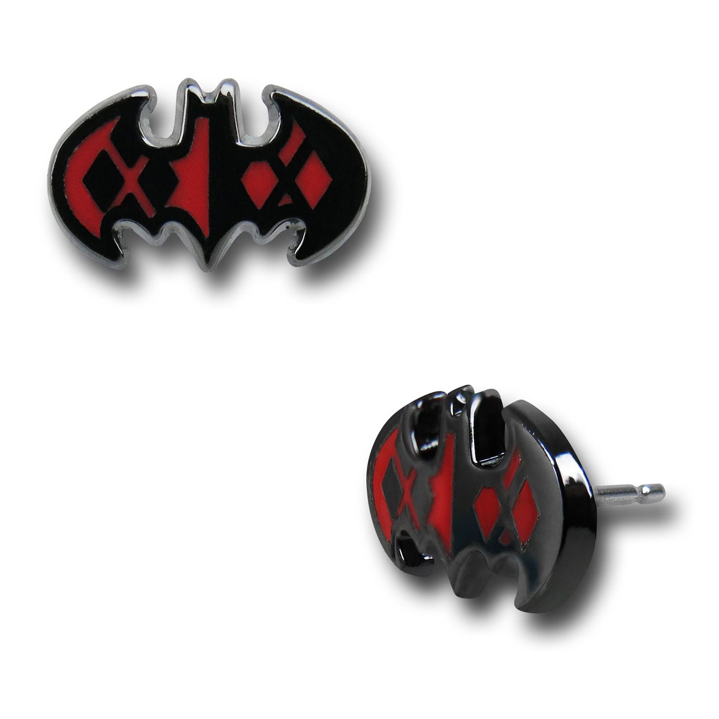 Harley Quinn Bat Symbol Stud Earrings