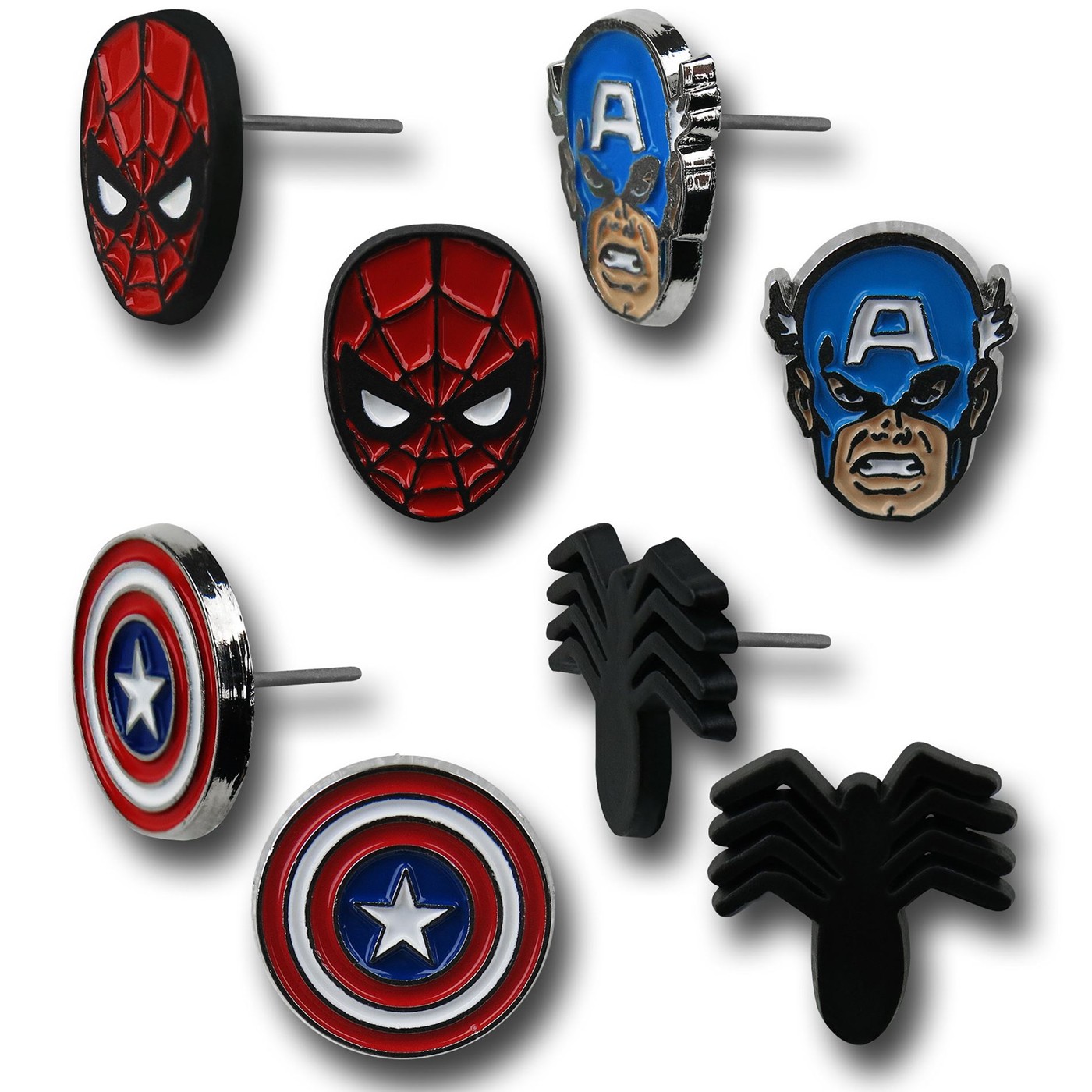Captain America & Spiderman 8-Piece Earring Set