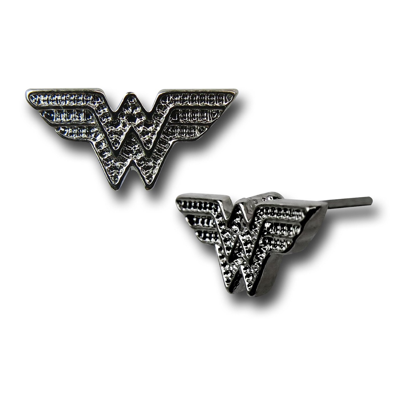 Wonder Woman Symbol Silver Stud Earrings