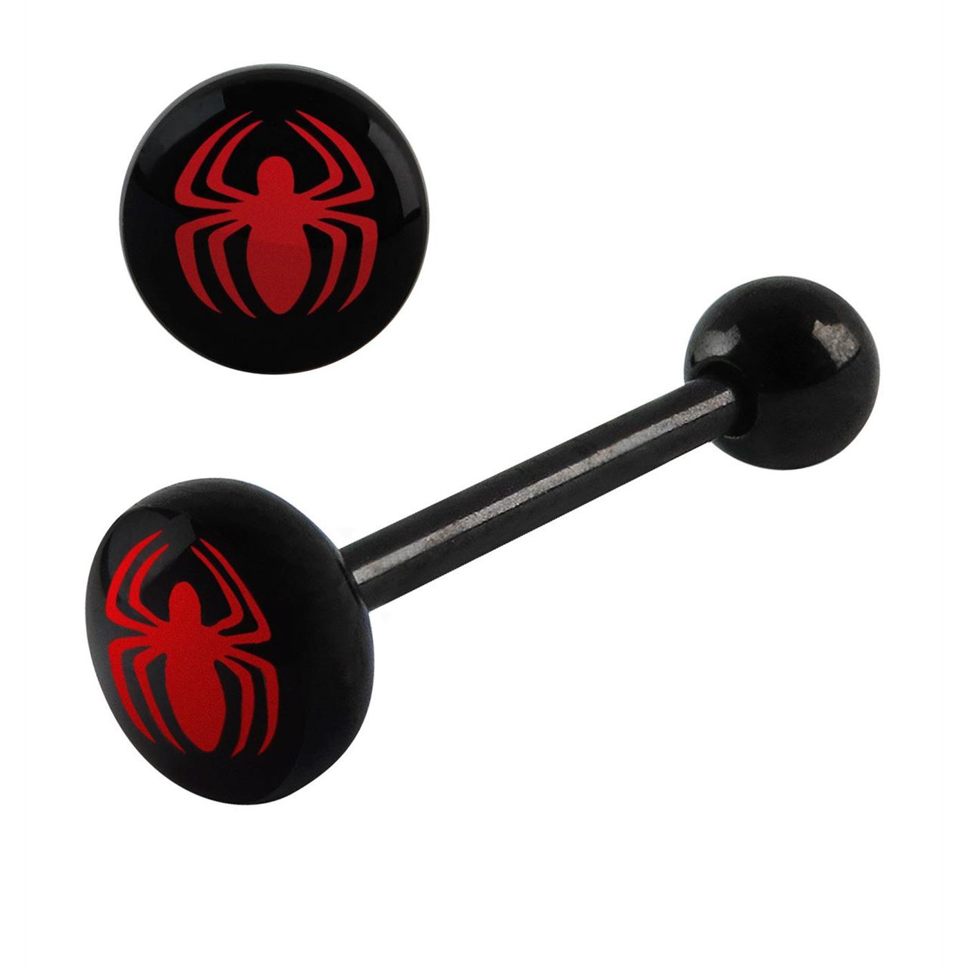 Spiderman Red and Black Barbell Earring