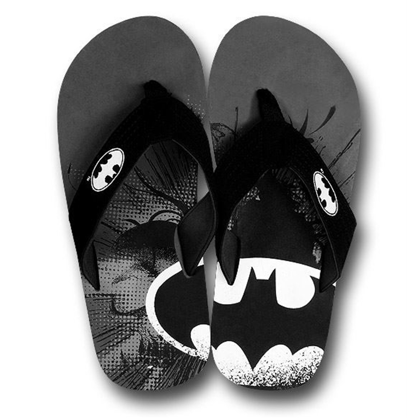 Batman Black Smudge Grey Flip Flops