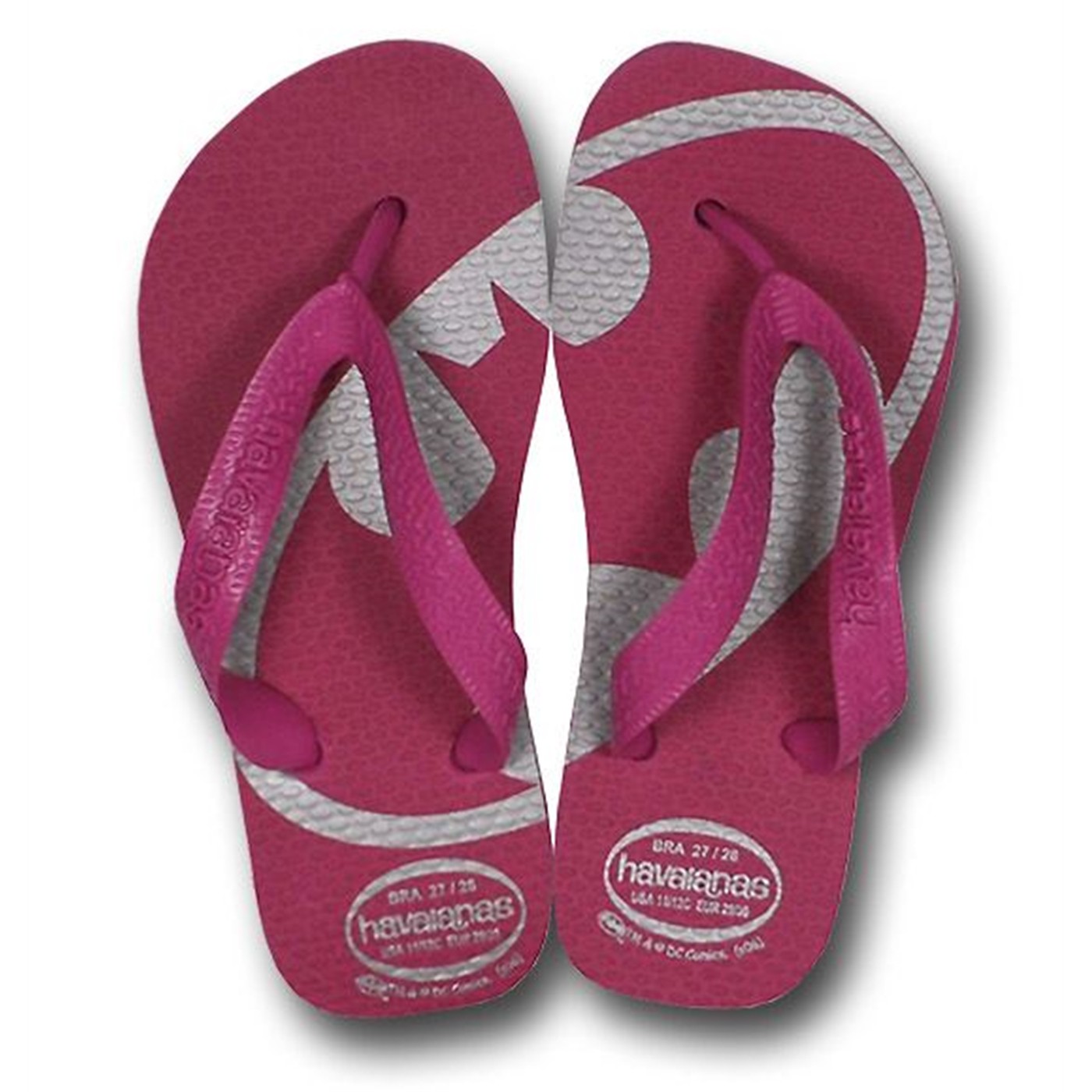 Batgirl Youth Havaianas Pink and Silver Flip Flops
