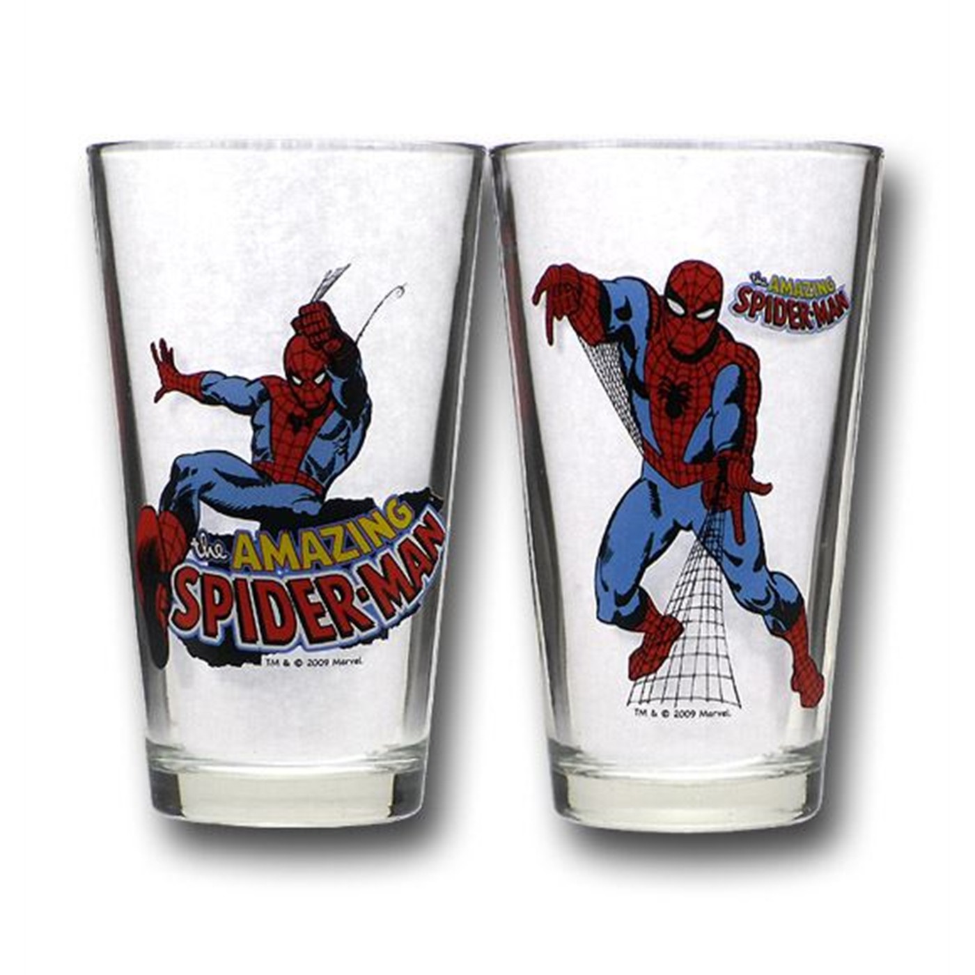 Spiderman Clear Pint Glass Set of 2