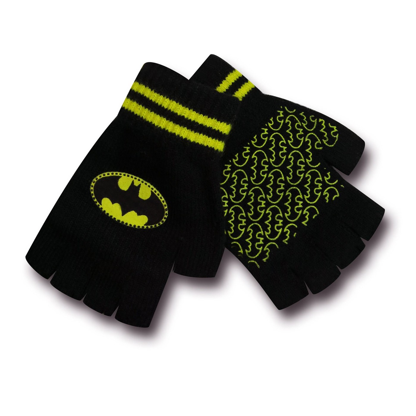 Batman Men's Black and Yellow Fingerless Gloves