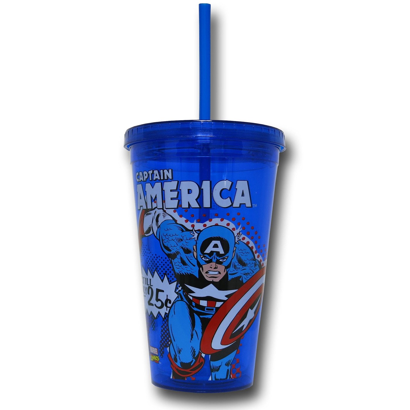 Captain America Retro 16oz Cold Cup with Straw