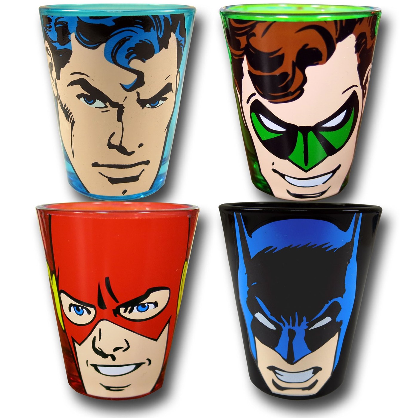 Justice League Faces 4 Pack Shot Glass Set