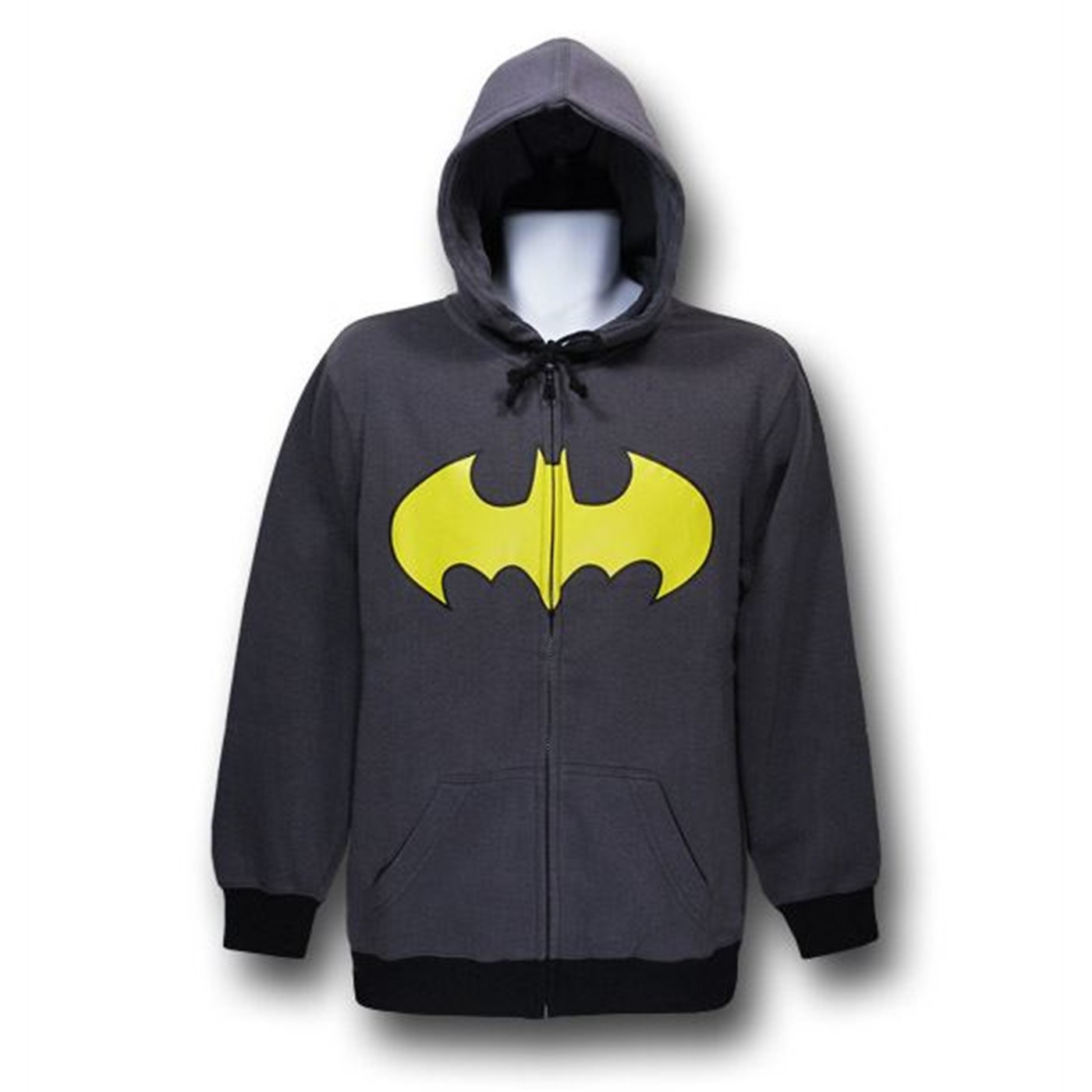 Batman Grey Yellow Symbol Zip-Up Hoodie