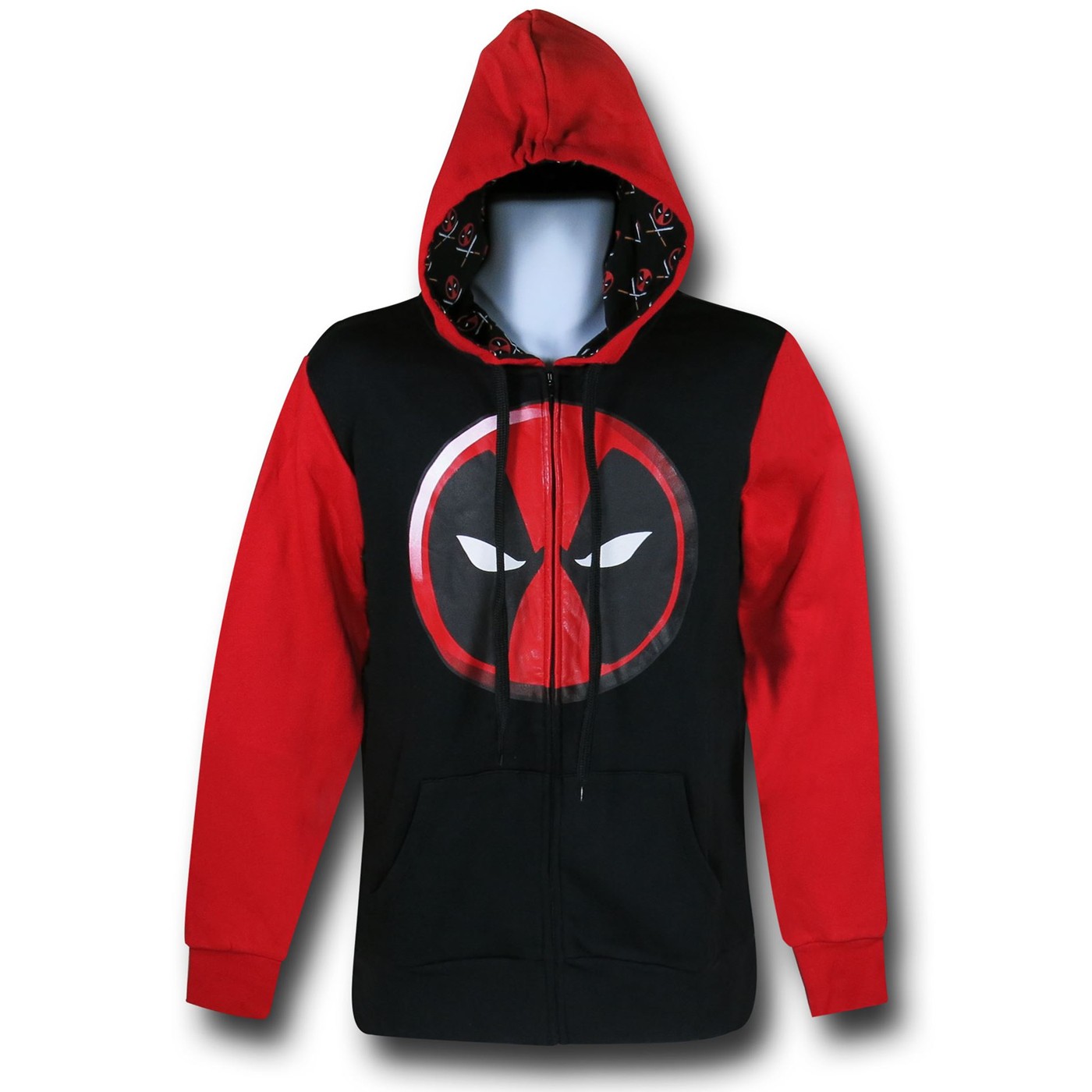 Deadpool Symbol Red Hood Zip-Up Hoodie