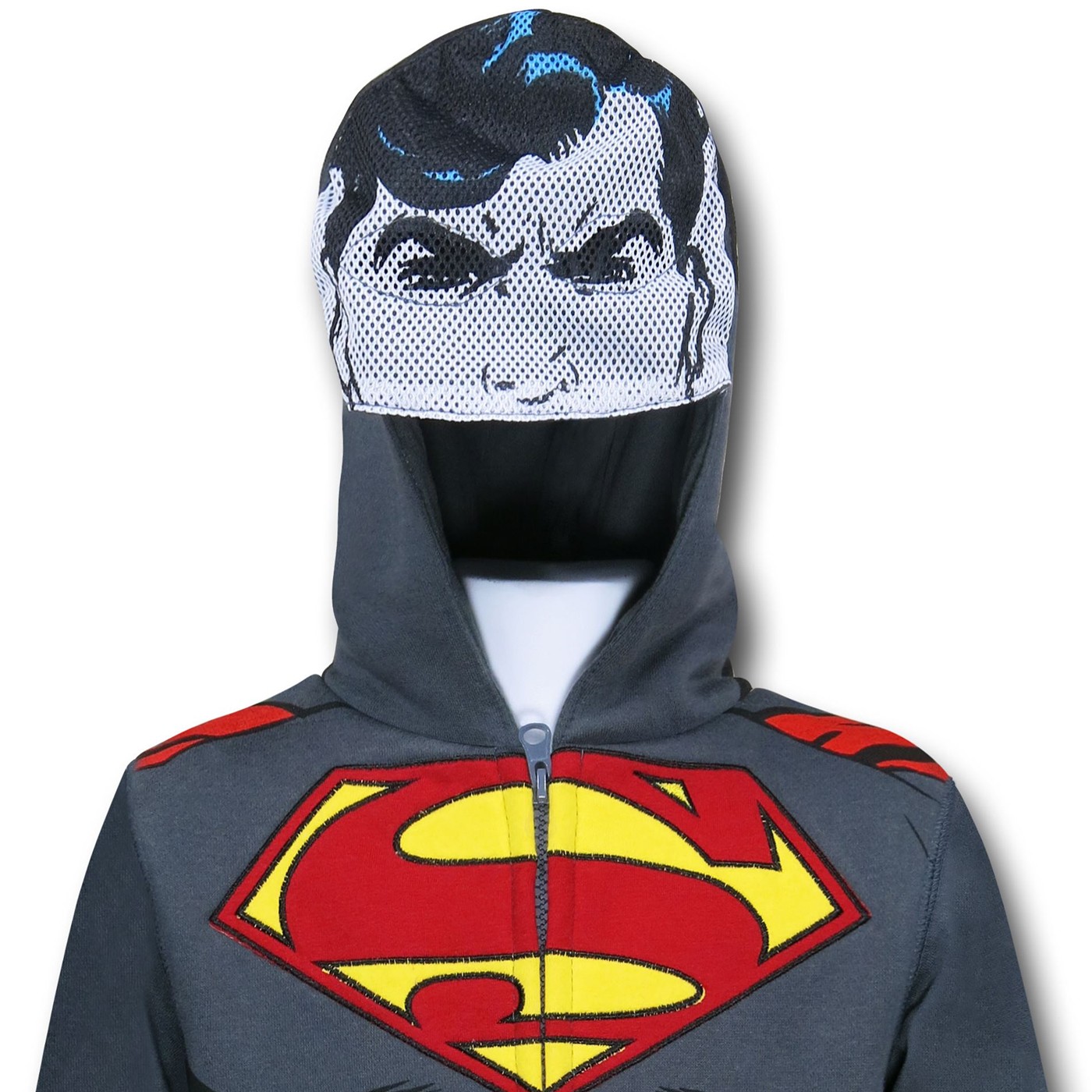 Superman Grey Kids Caped Costume Hoodie w/Face