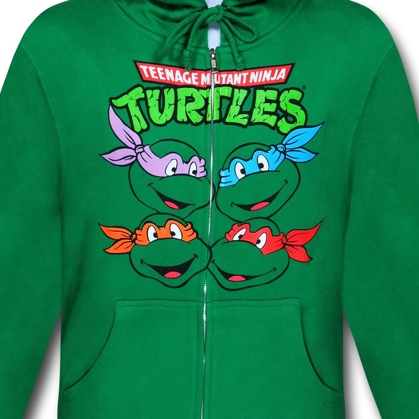 TMNT Turtle Faces Zip-Up Green Hoodie