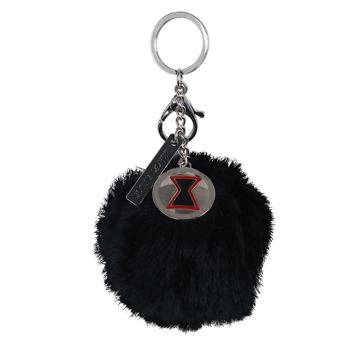 Black Widow Furry Pom Pom Handbag Charm Keychain