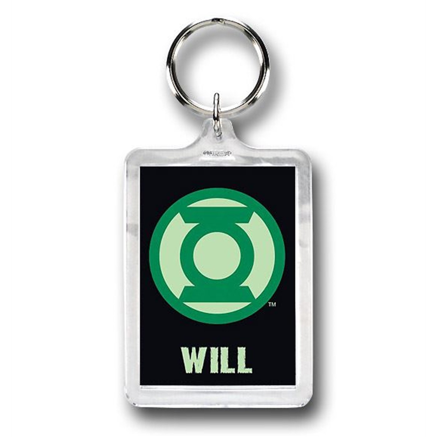 Green Lantern Will Symbol Lucite Mirror Keychain