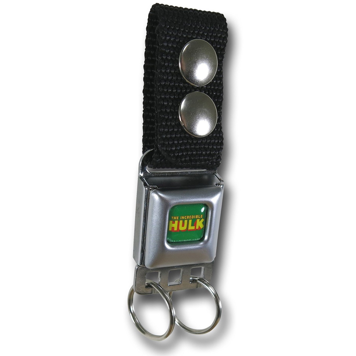 Hulk Logo Seatbelt Keychain w/Snap-On Belt Loop
