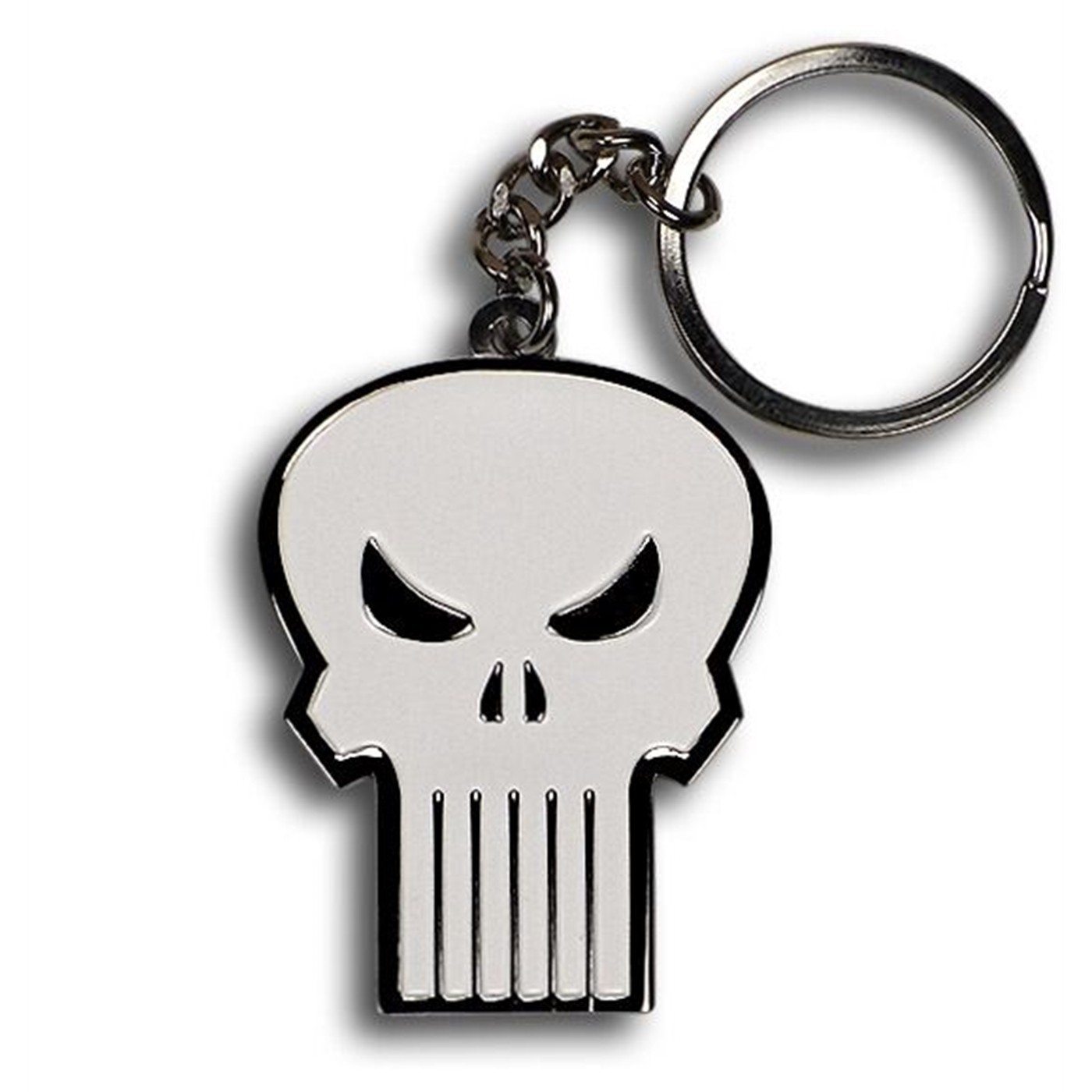 Punisher White Skull Metal Keychain