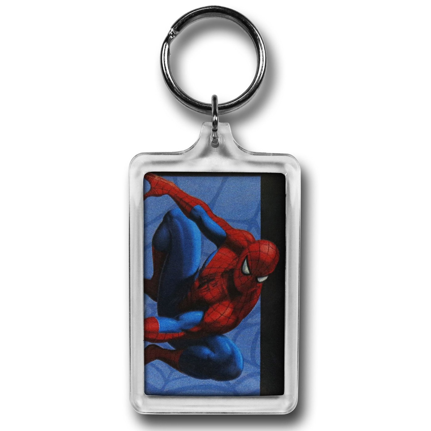 Spiderman Clinging to Wall Lucite Keychain