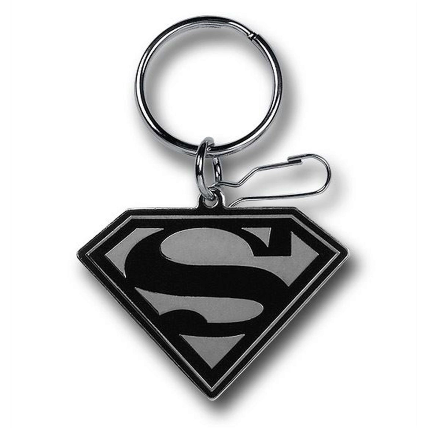 Superman Enamel Chrome Black Symbol Keychain
