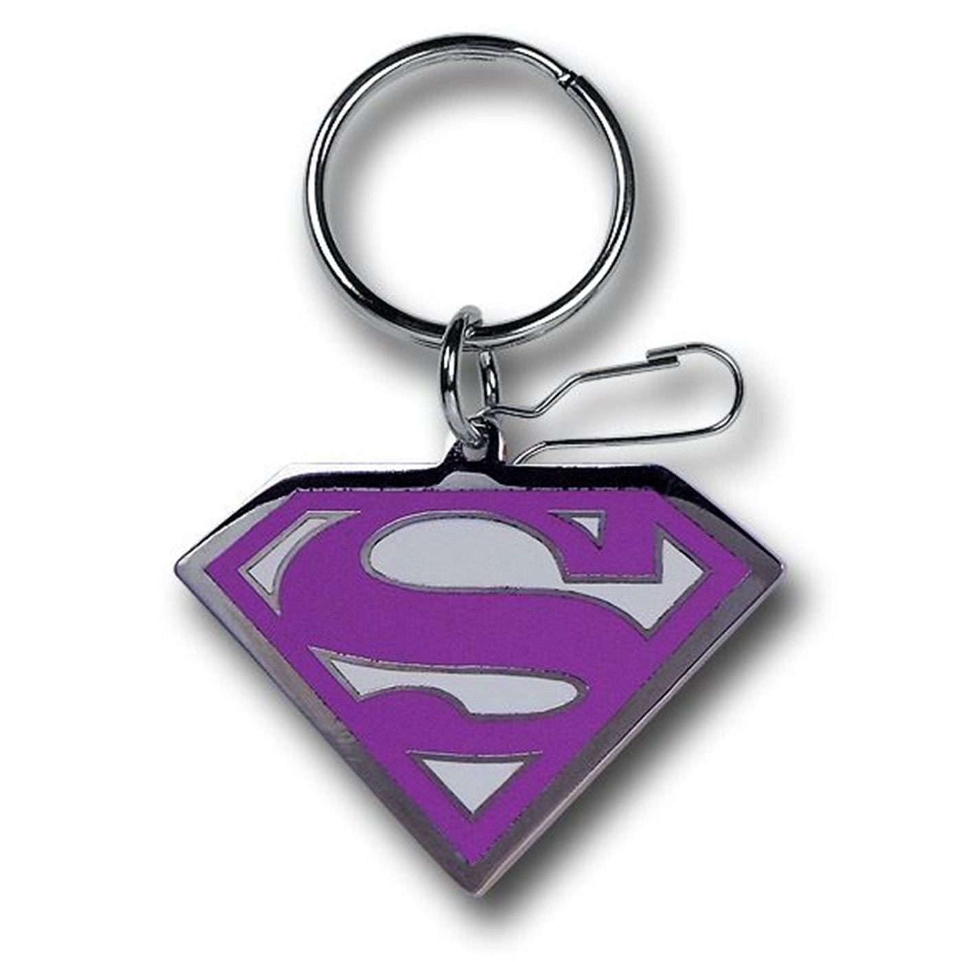 Supergirl Enamel Chrome Pink Symbol Keychain