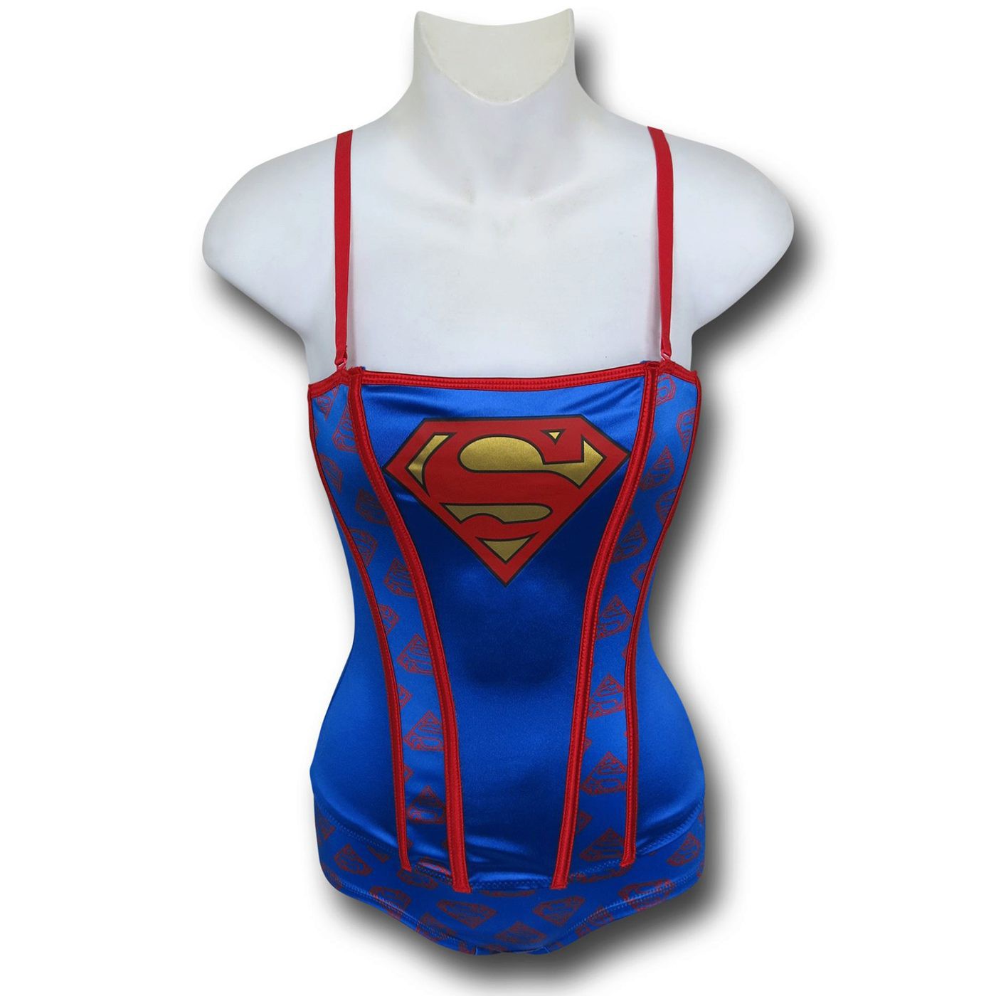 Supergirl Stretch Satin Women's Corset & Panty Set