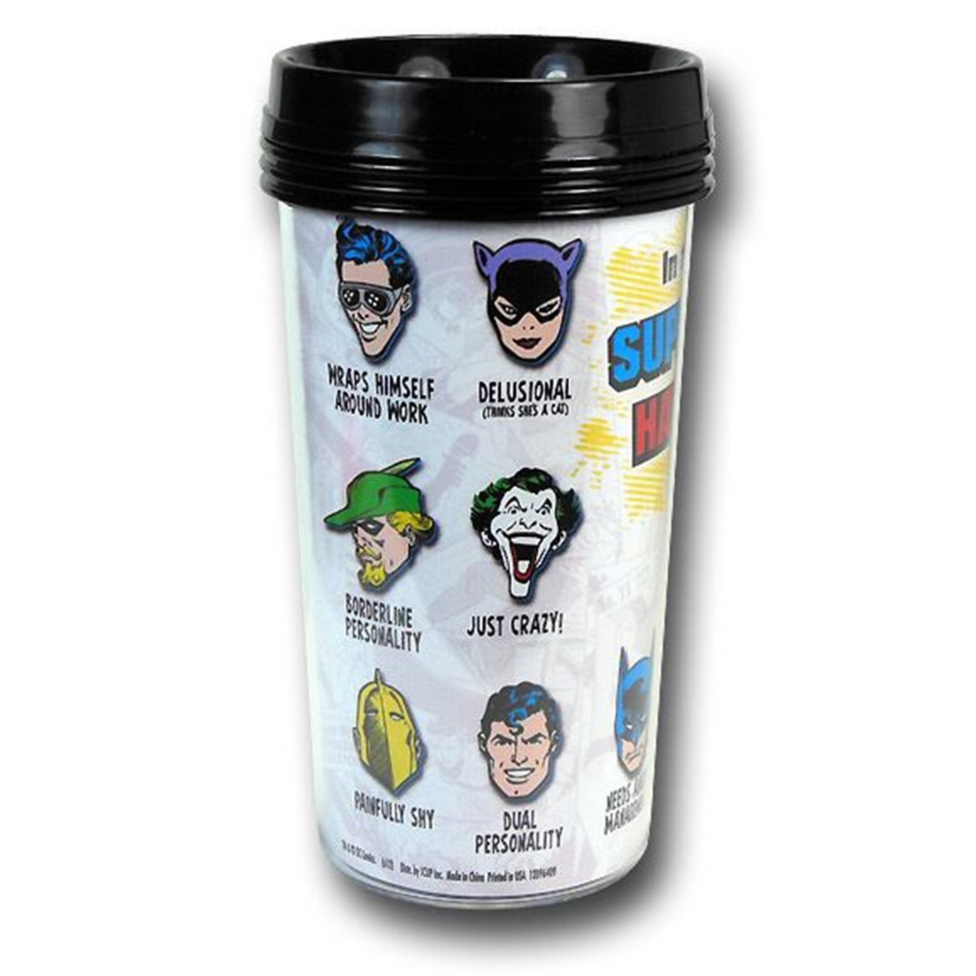 DC Heroes Have Issues Plastic Travel Mug
