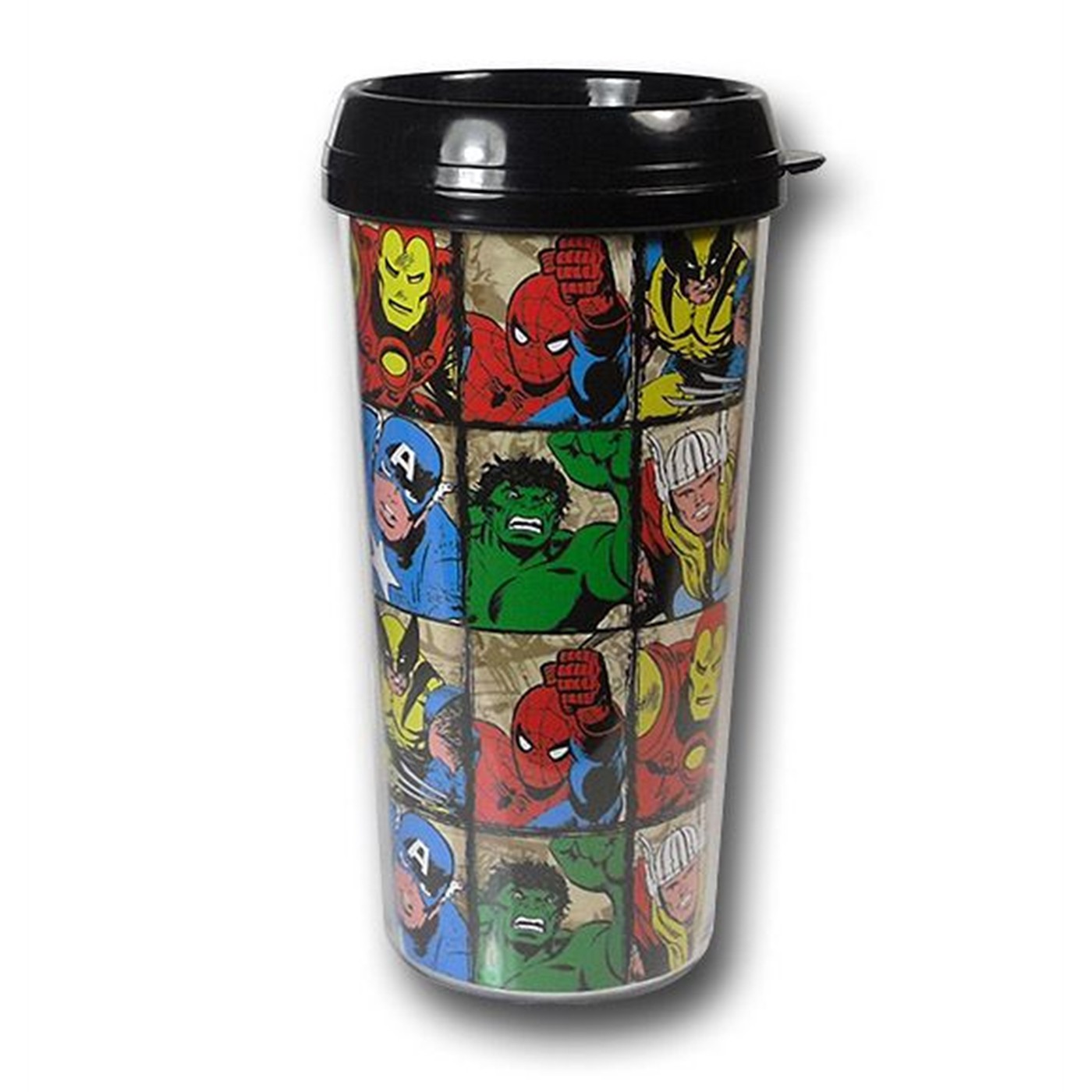 Marvel Heroes Grid Plastic Travel Mug