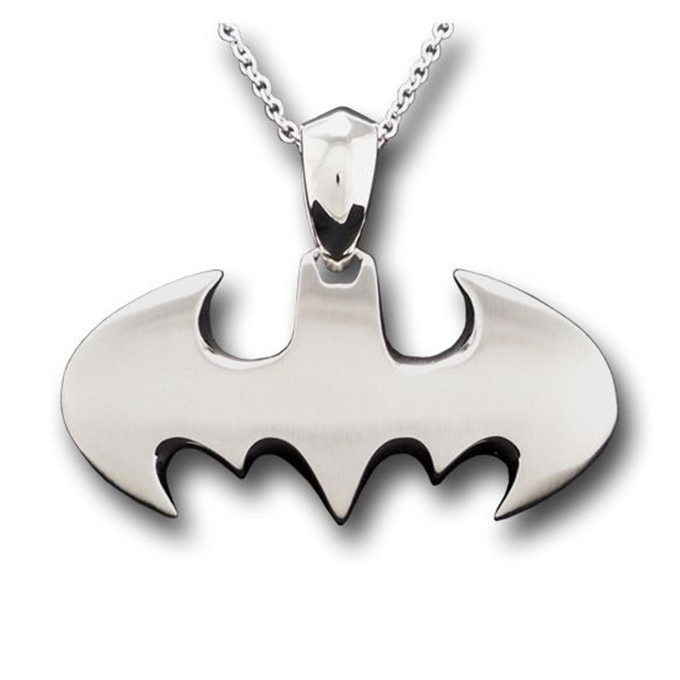 Batman Stainless Steel Brushed Silver Necklace
