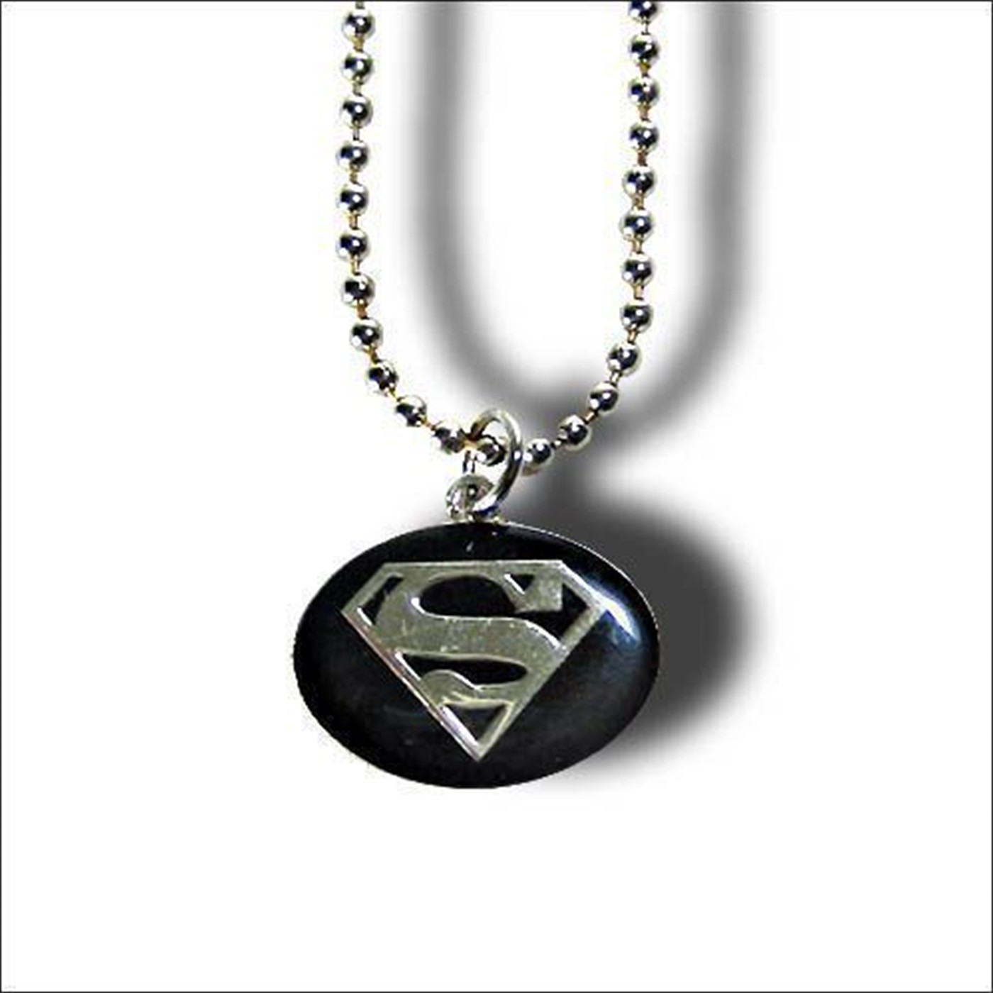 Superman Necklace Black Silver