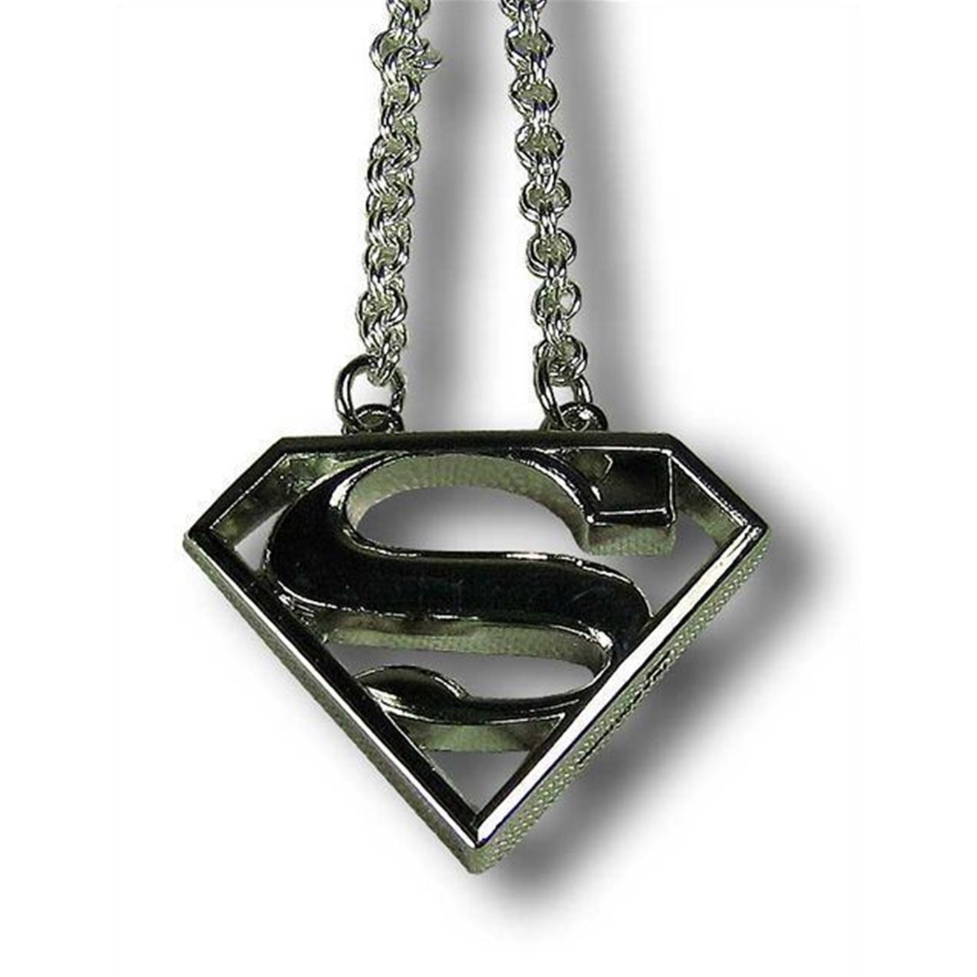 Superman Logo Silver 3D Necklace