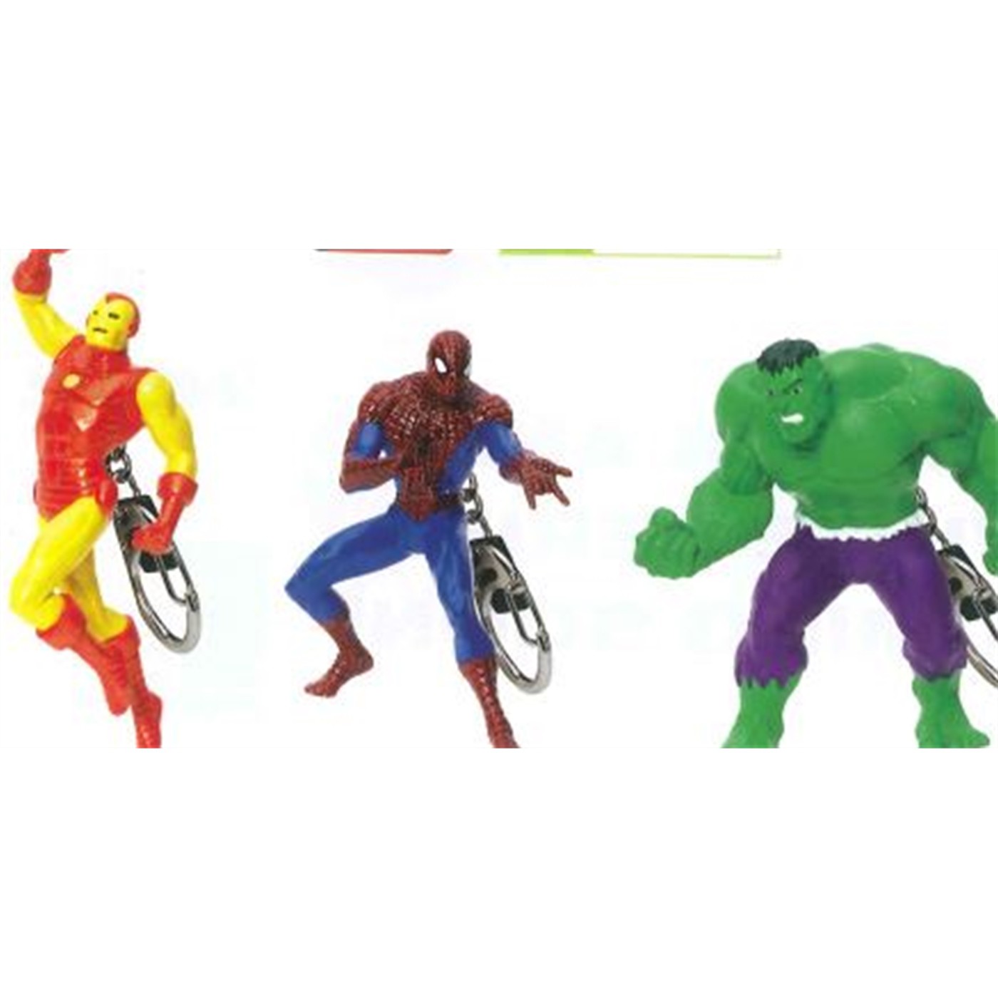 Marvel Iron Man, Spidey, Hulk Figural Keychain Set
