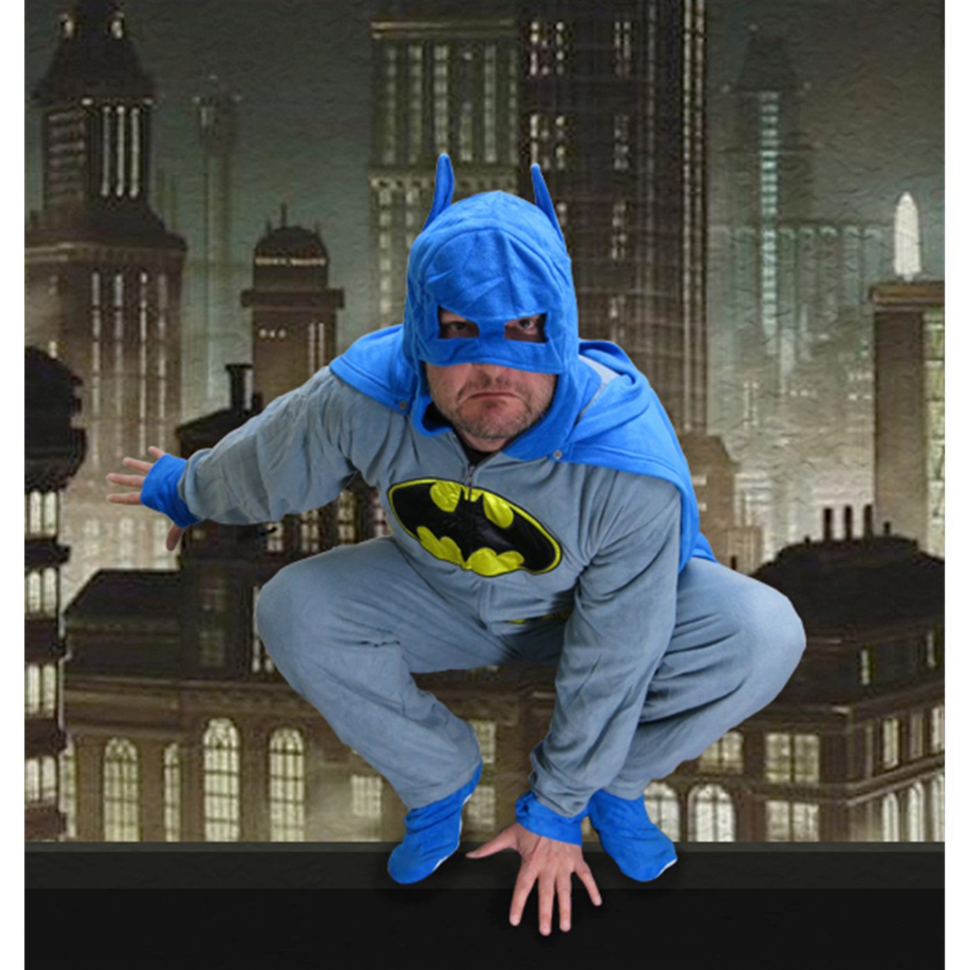 Batman Grey Union Suit Pajamas w/Cape and Cowl
