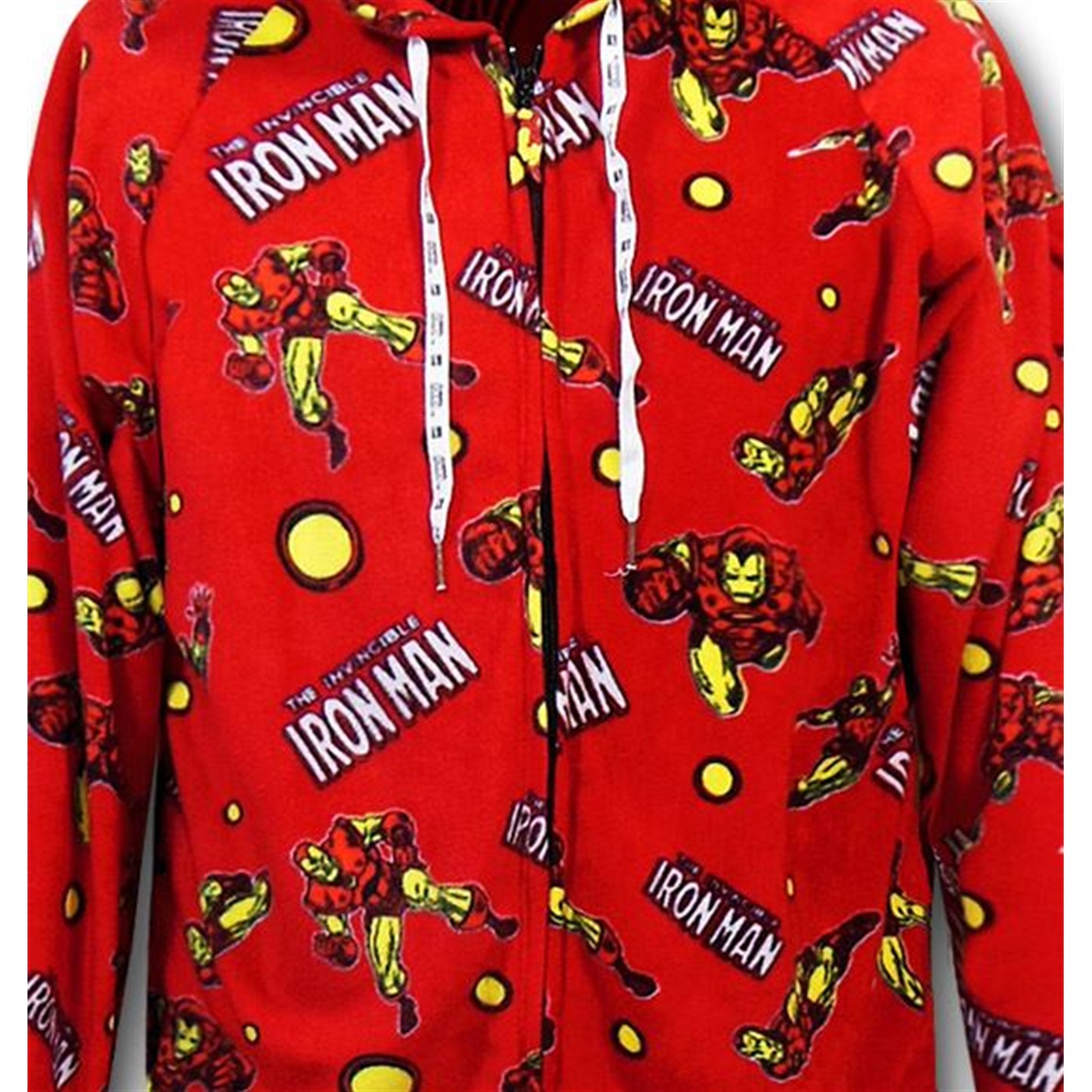 Iron Man Images and Logo Footed Hooded Pajamas