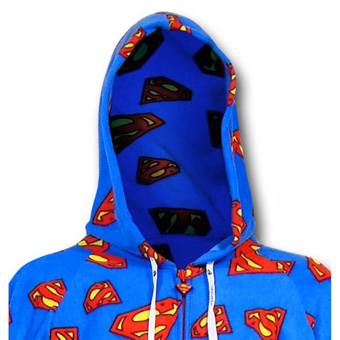 Superman Symbols Footed Hooded Pajamas