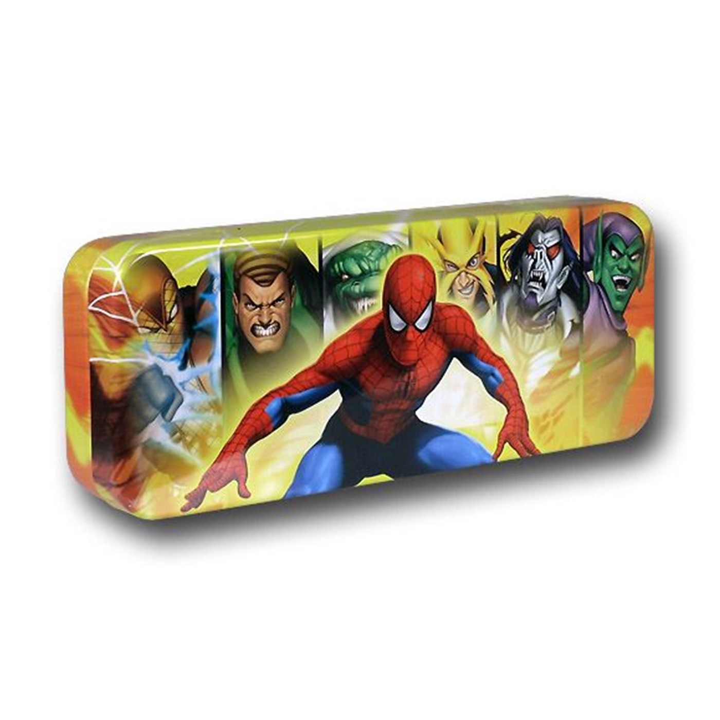 Spiderman Villains Yellow Tin Pencil Box