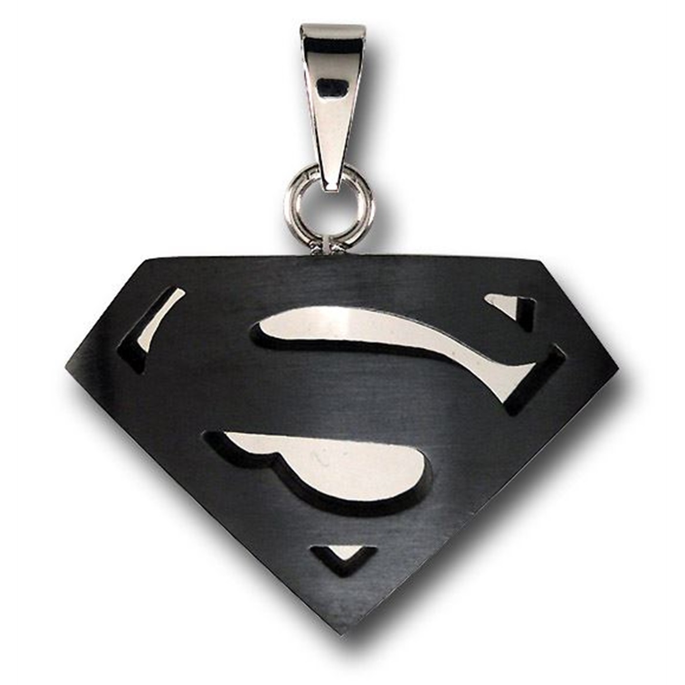 Superman Black Stainless Steel Symbol Pendant