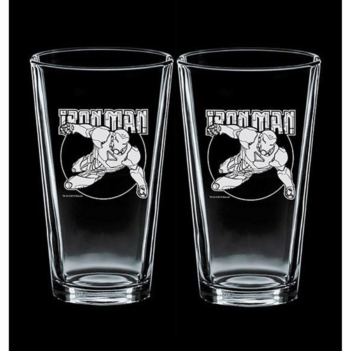 Iron Man Etched Pint Glass Set Of Two