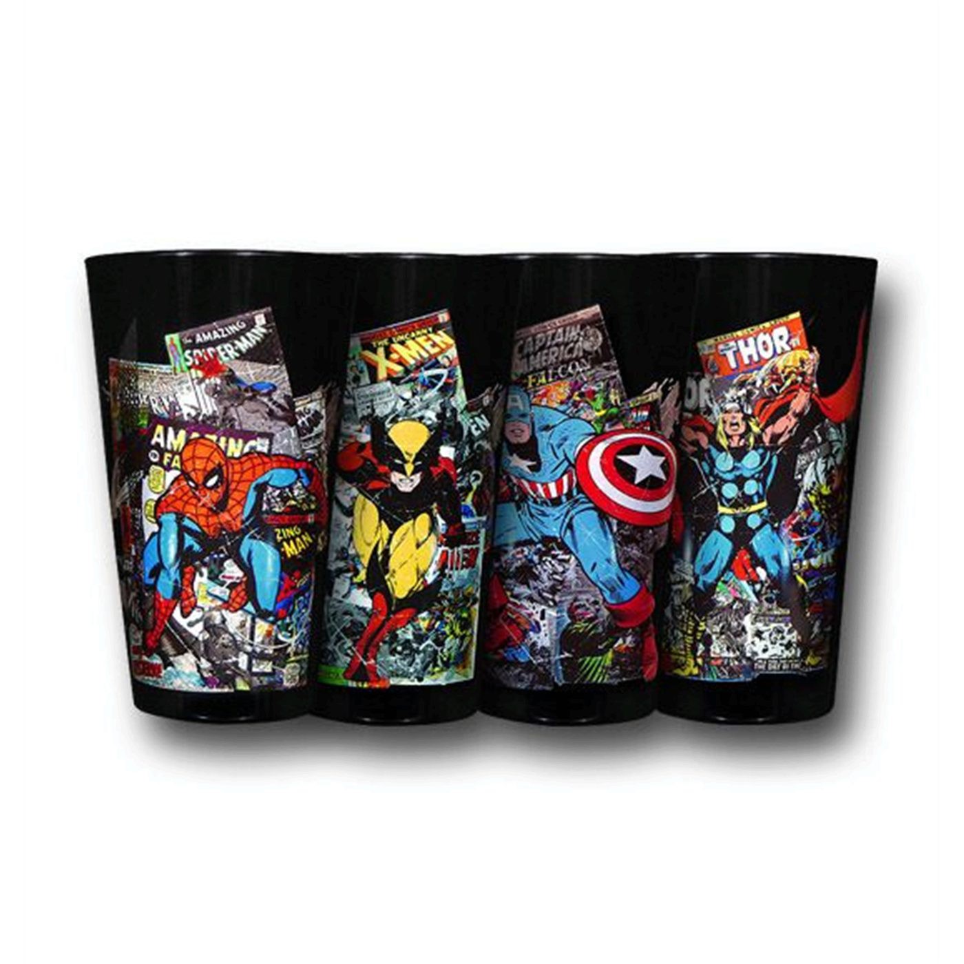 Marvel Heroes Comic Background Pint Glass Set
