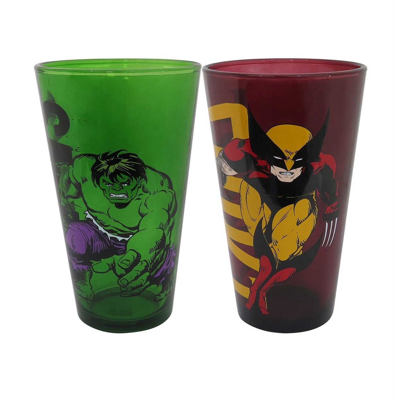 Wolverine and Hulk Pint Glass Set