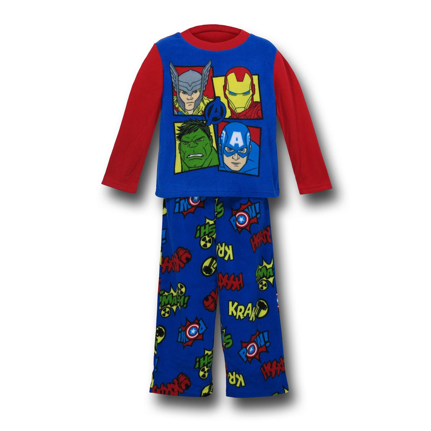Avengers Comic Heads Kids Fleece Pajama Set