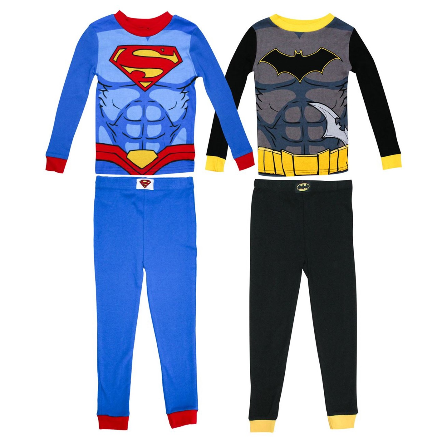 Batman & Superman Costume 4 Pc Pajama Set