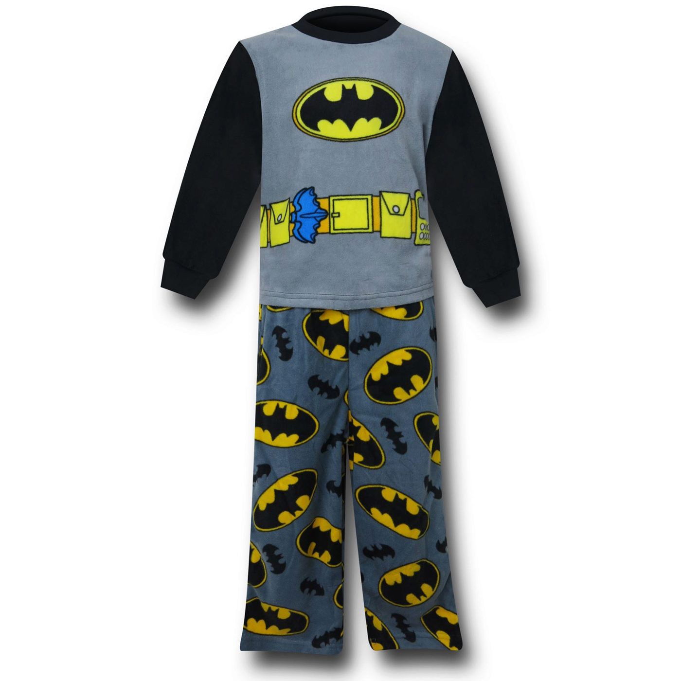 Batman Belted Costume & Symbols 2-Piece Kids Pajama Set
