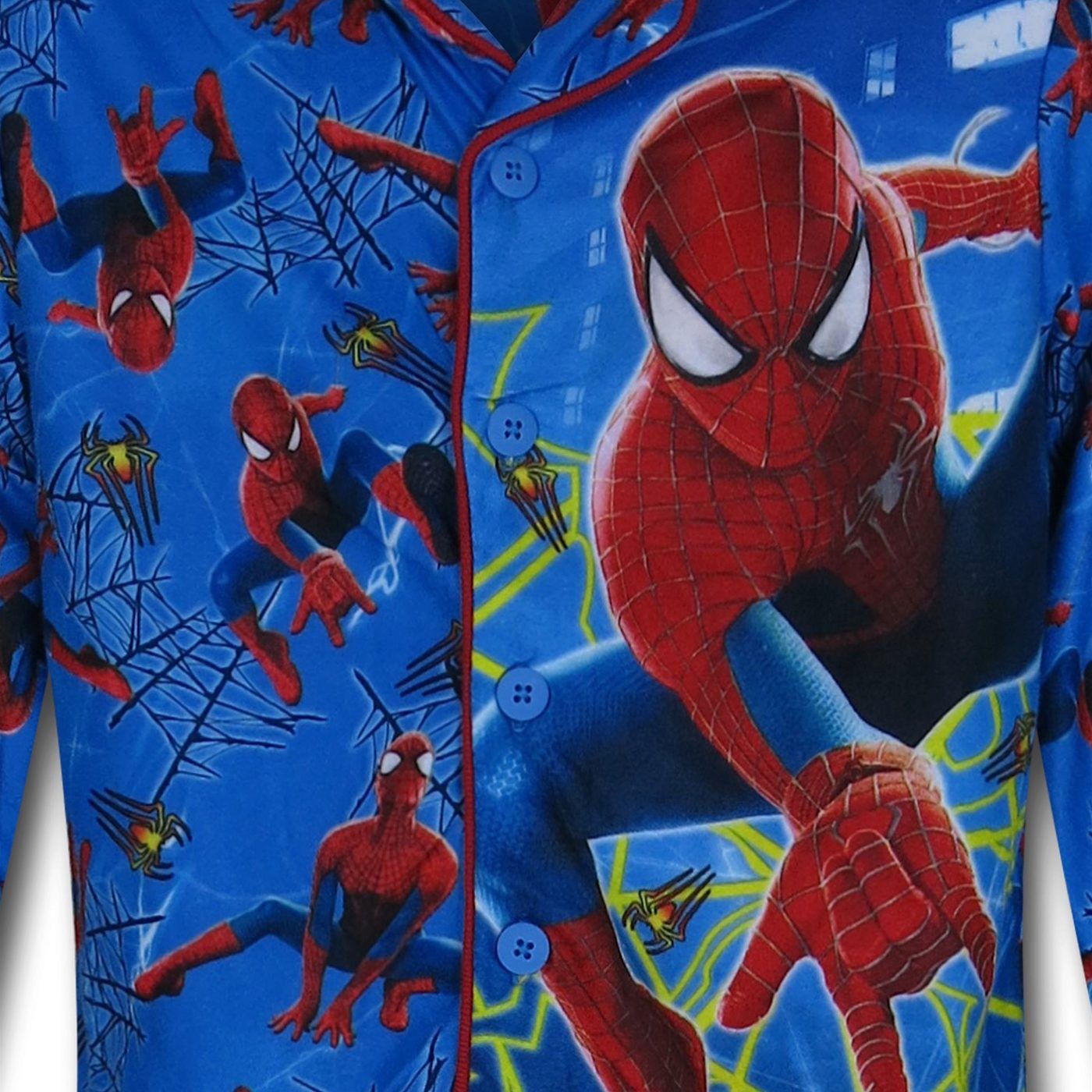 Spiderman Blue Jersey Coat Kids Pajama Set