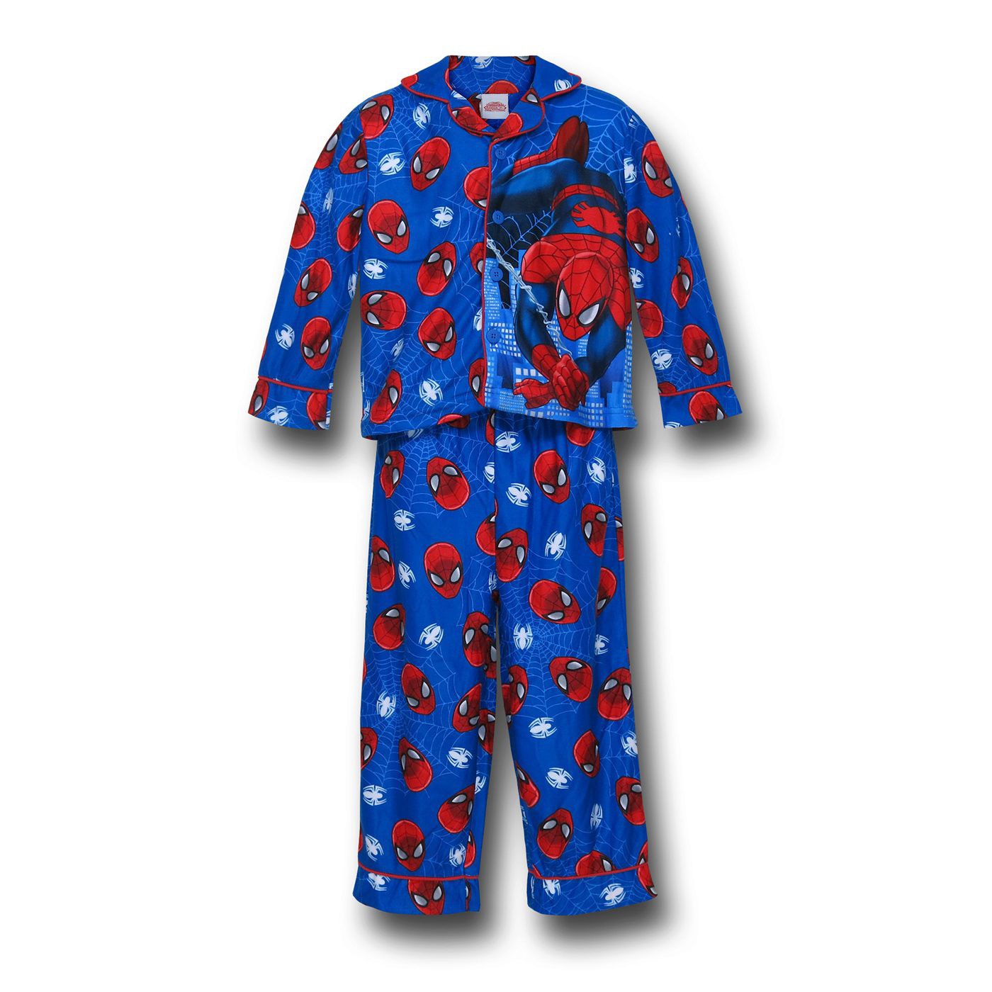 Spiderman Blue Button-Up Kids Pajamas