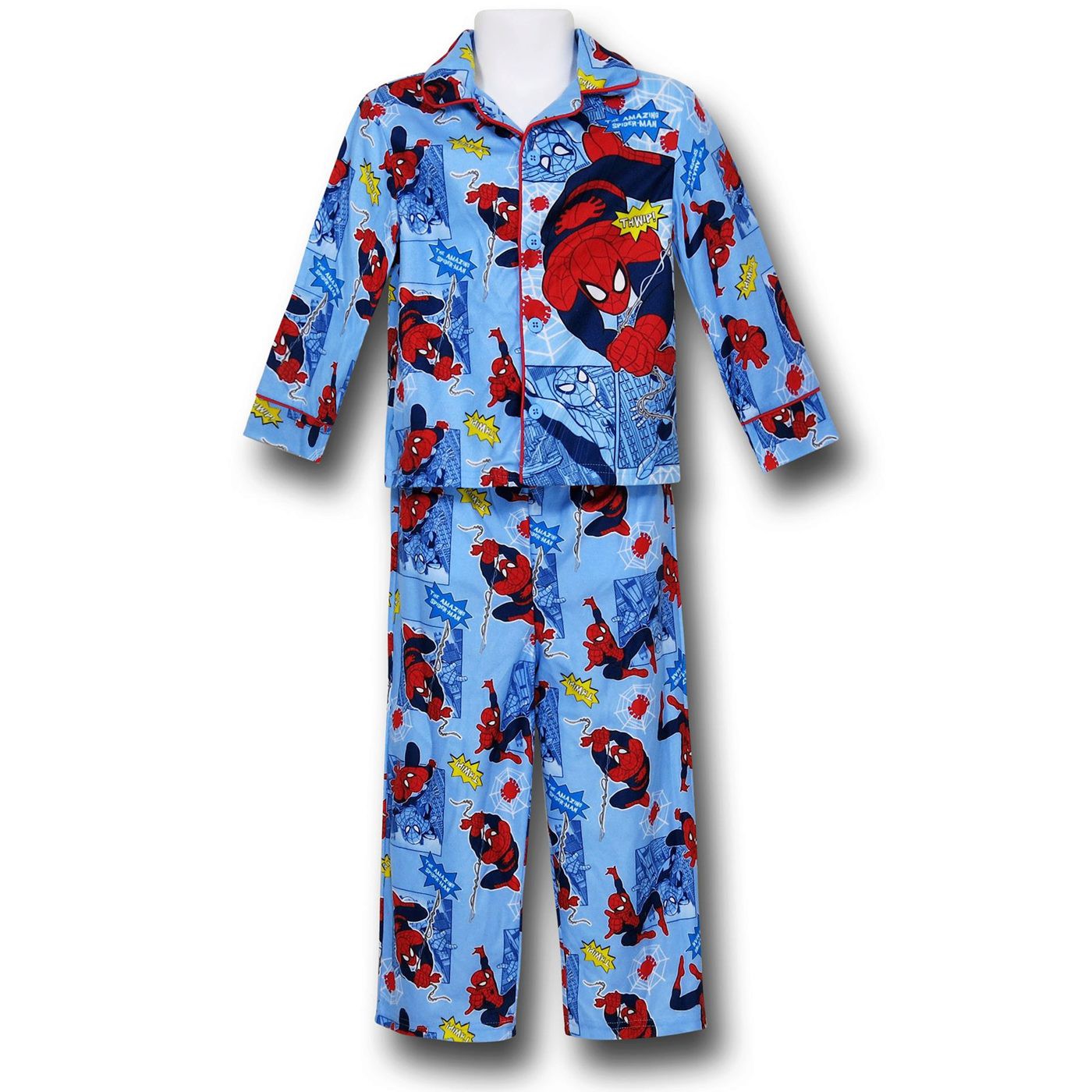 Spiderman Blue Button-Up Toddler Pajama Set