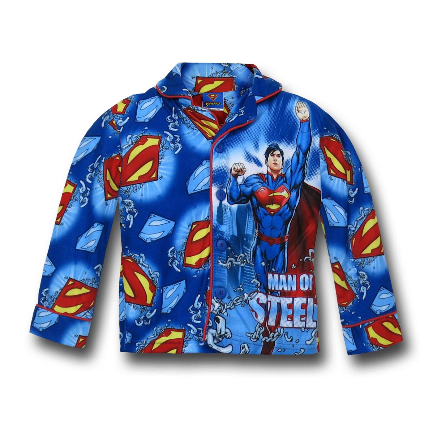 Superman Man of Steel Button-Up Kids Pajamas