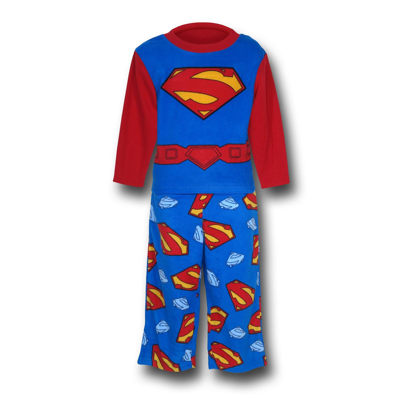 Superman Man of Steel Costume Top Kids Fleece Pajamas